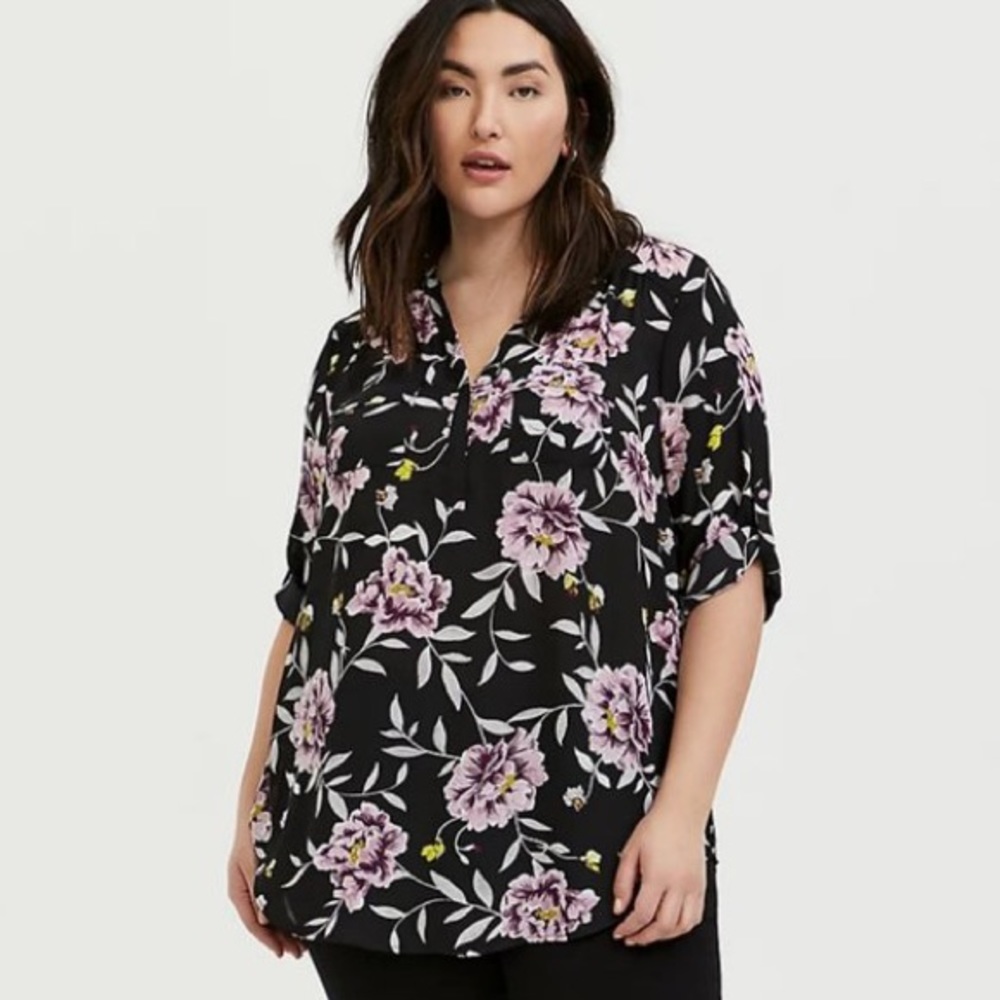 Torrid Harper floral georgette pullover tunic top